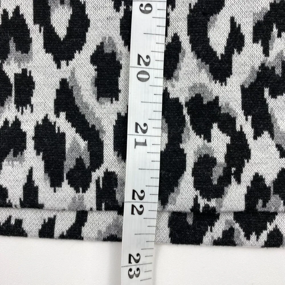 Talbots Skirt Womens Pencil Leopard Print Sz 10 White Black Stretch Mature Glam